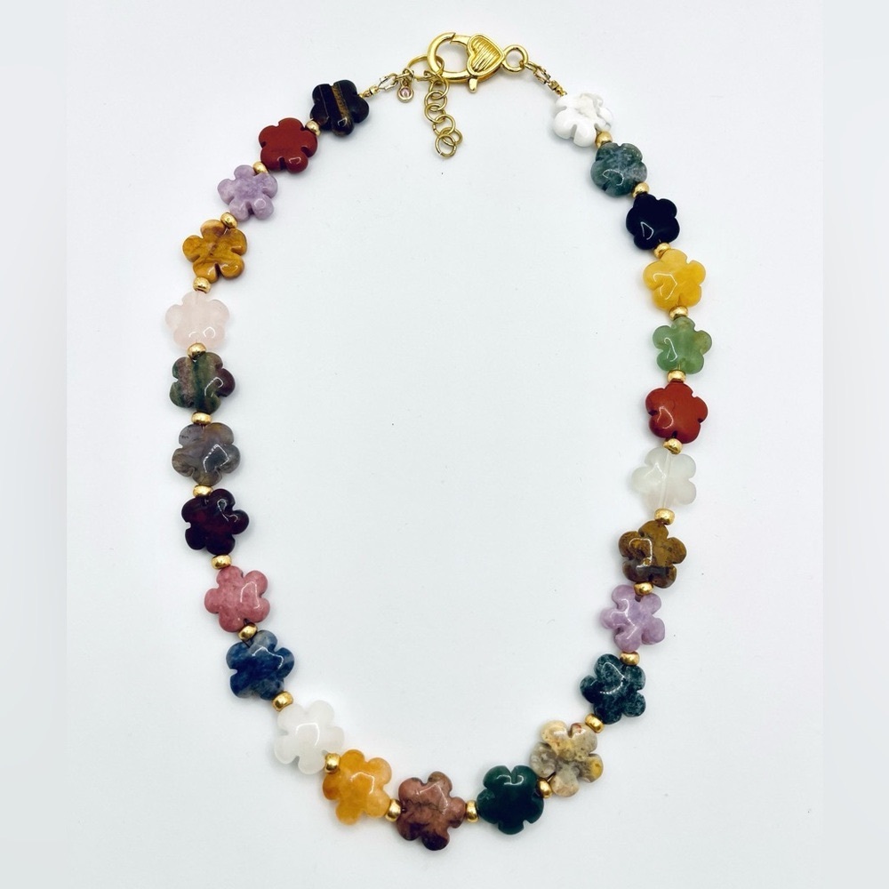 The Piper Original Necklace: A Mix of Carved Semiprecious Stones 🌸